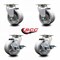 Service Caster 4 Inch V-Groove Semi Steel Swivel Caster Set with Roller Bearings 2 Brakes SCC SCC-20S420-VGR-2-TLB-2 - alternate 6